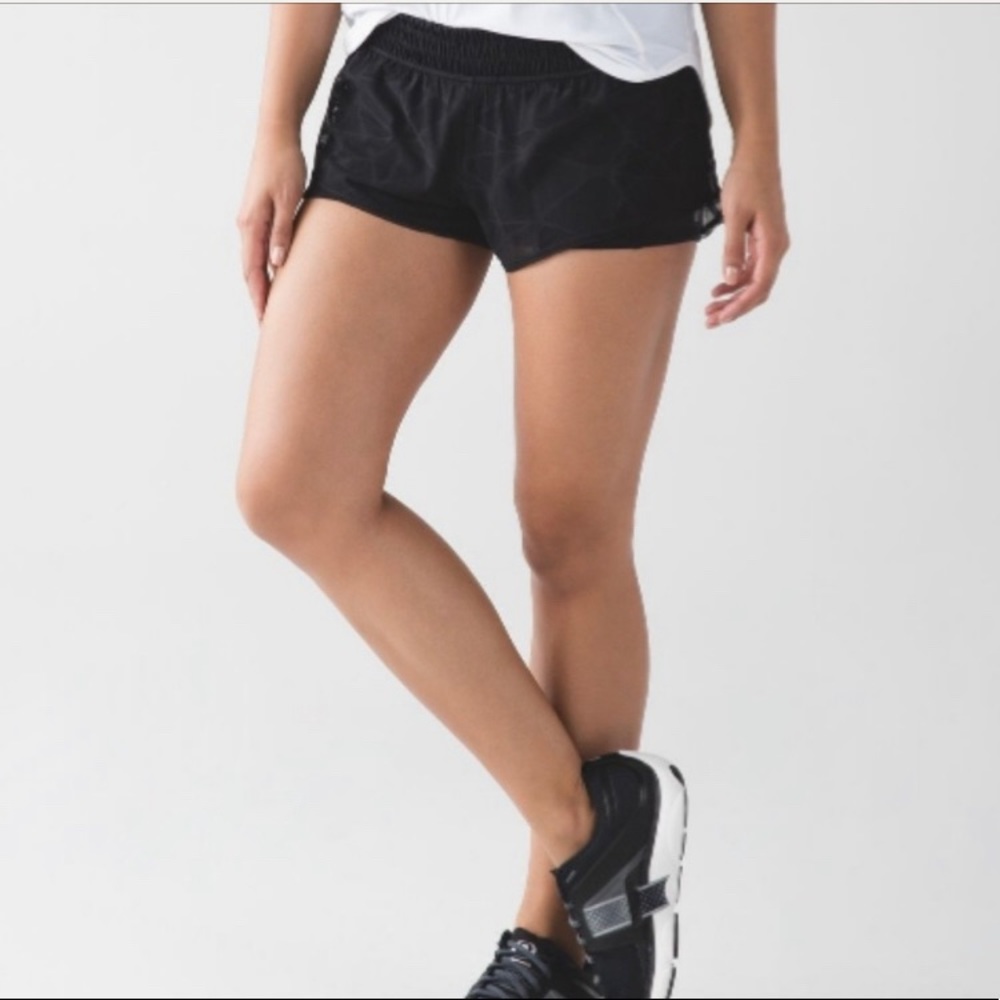 Lululemon compression shorts with mesh overlay